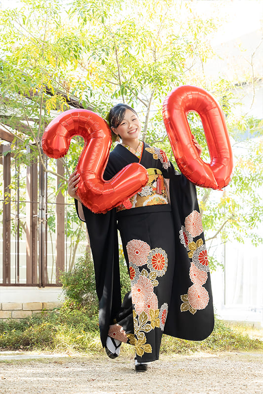 バルーンと振袖